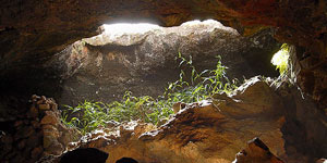 Cave Ana Te Pahu lit up